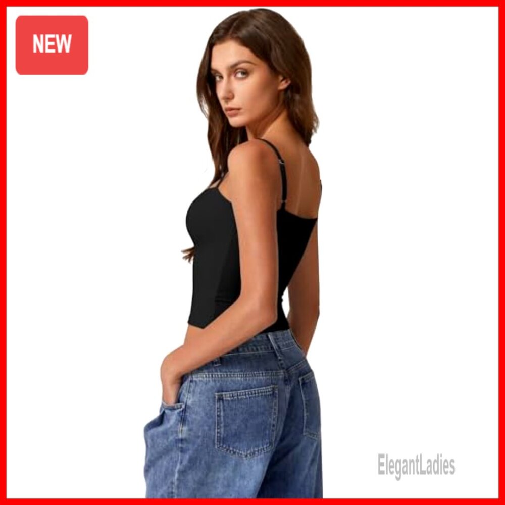 Double Lined Adjustable Spaghetti Strap Tank Top … - image 4